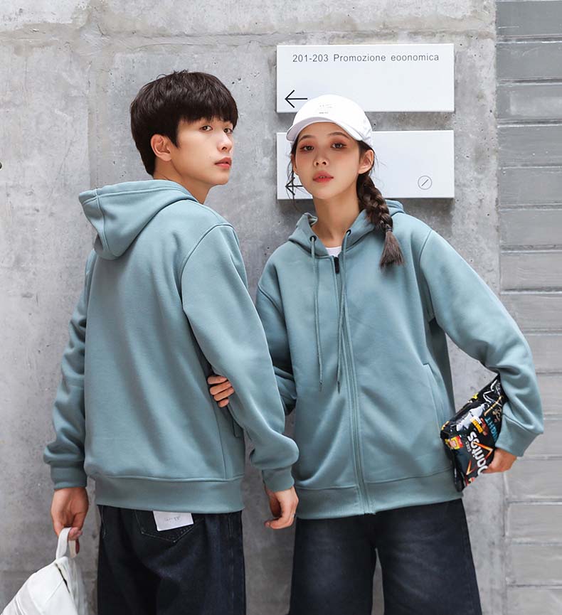加絨開衫拉鏈連帽衛(wèi)衣冬季團(tuán)體服